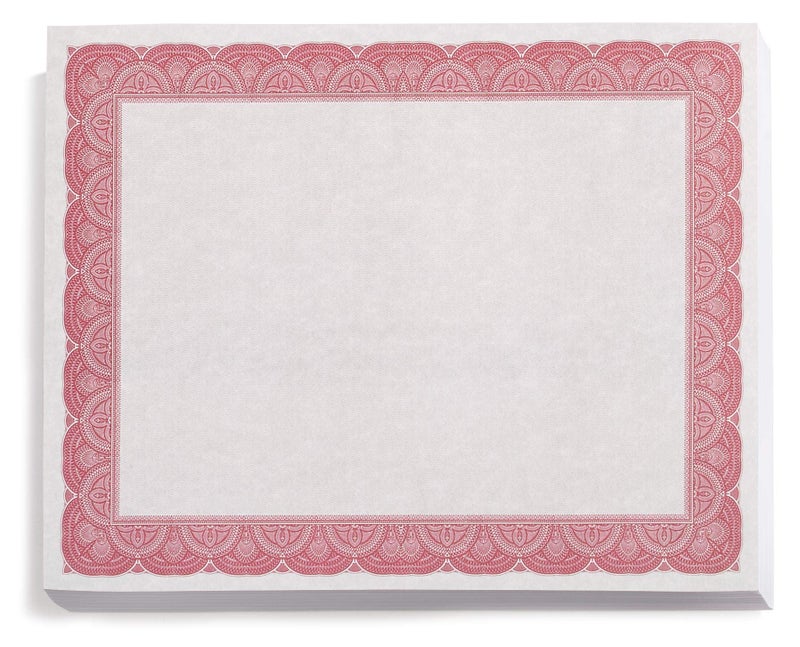 PaperDirect Stratton Gray Standard Certificate Paper, Maroon Border, 8 1/2 Inch x 11 Inch, 28lb Parchment, Certificates and Awards Paper, 100 Count, for School, Work, Diplomas & Award Certificates - Image 1